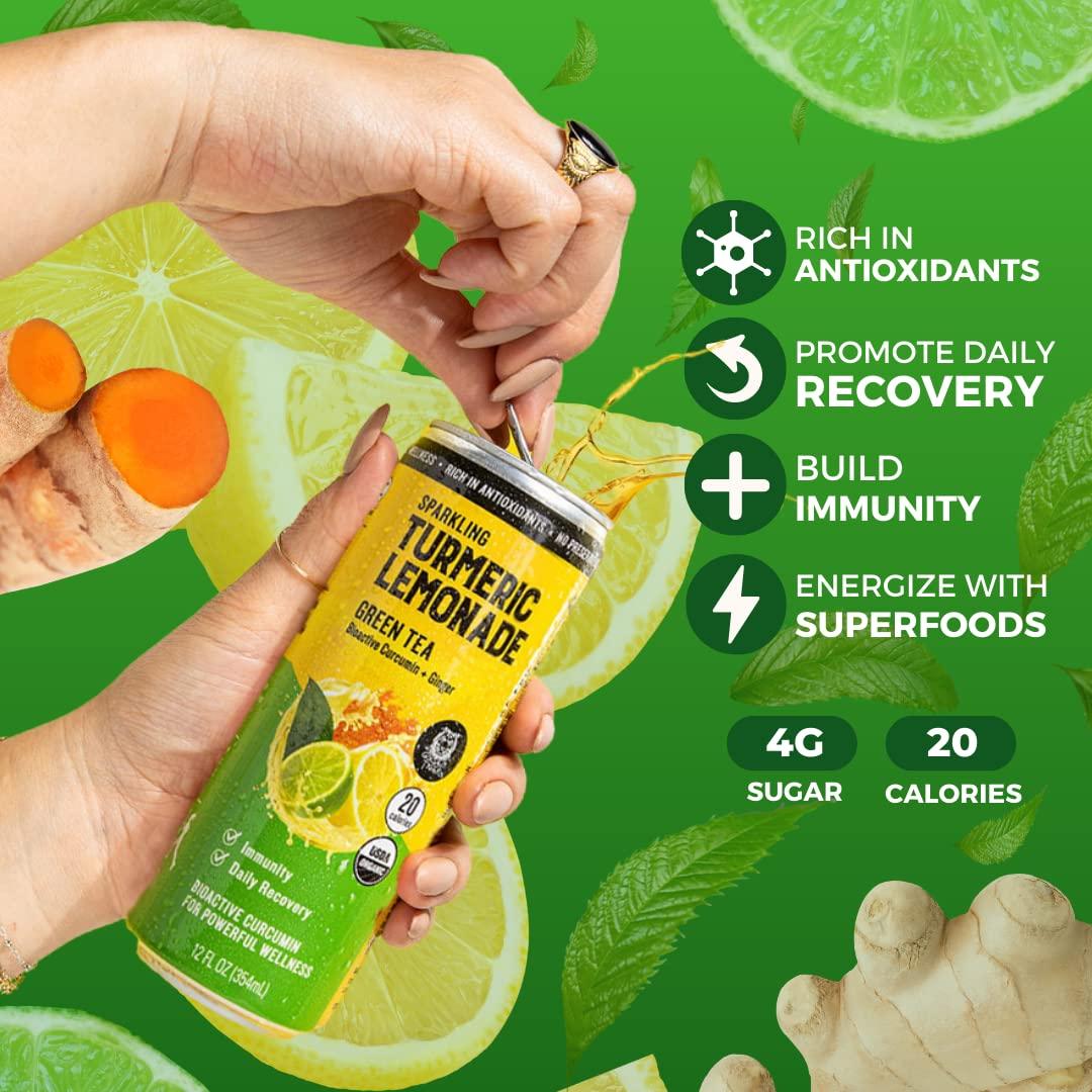 Golden Tiger Organic Sparkling Turmeric Lemonade with Green Tea 12
