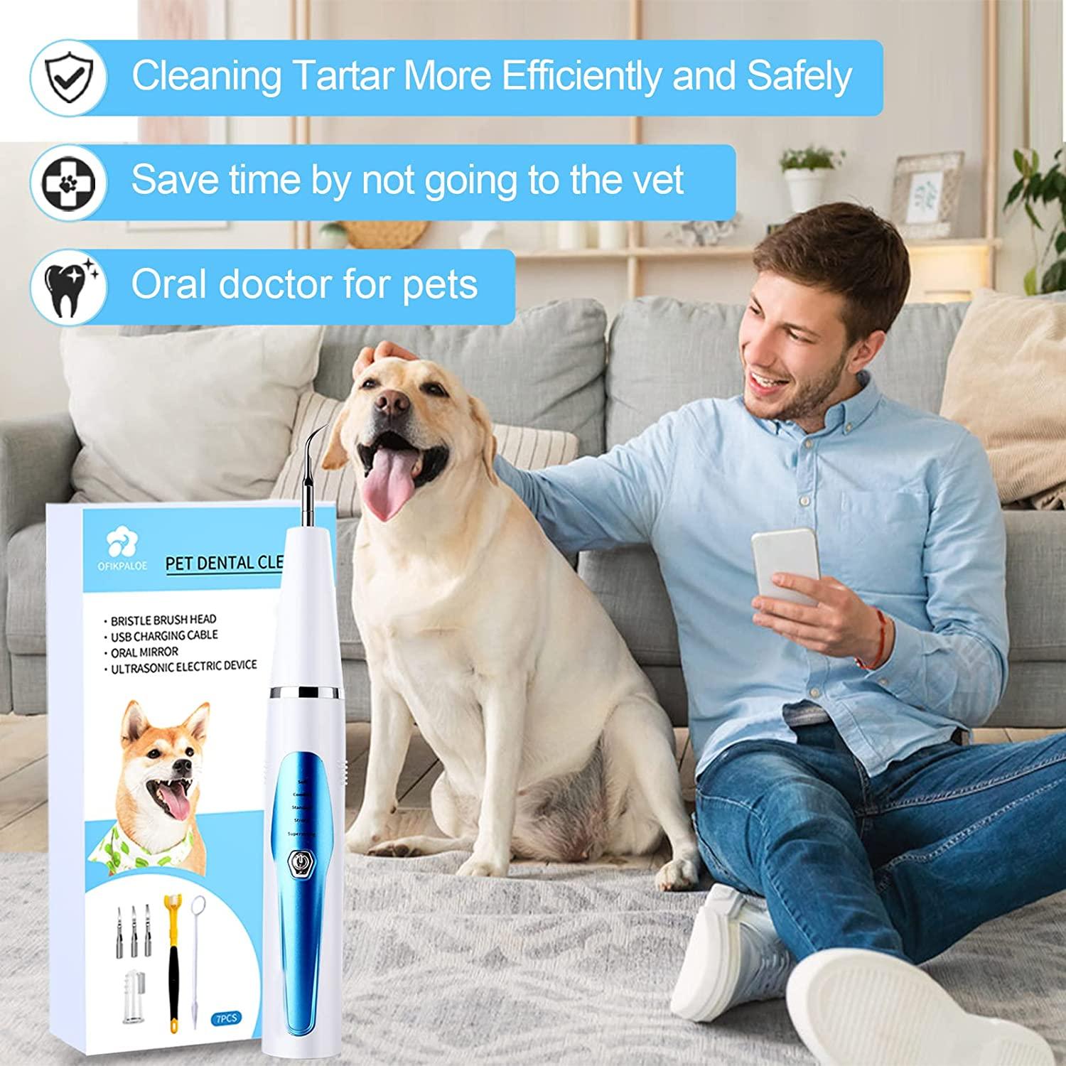 7PcsDog Teeth Cleaning Kit, Electric Dog Tartar Remover for Teeth, Pet