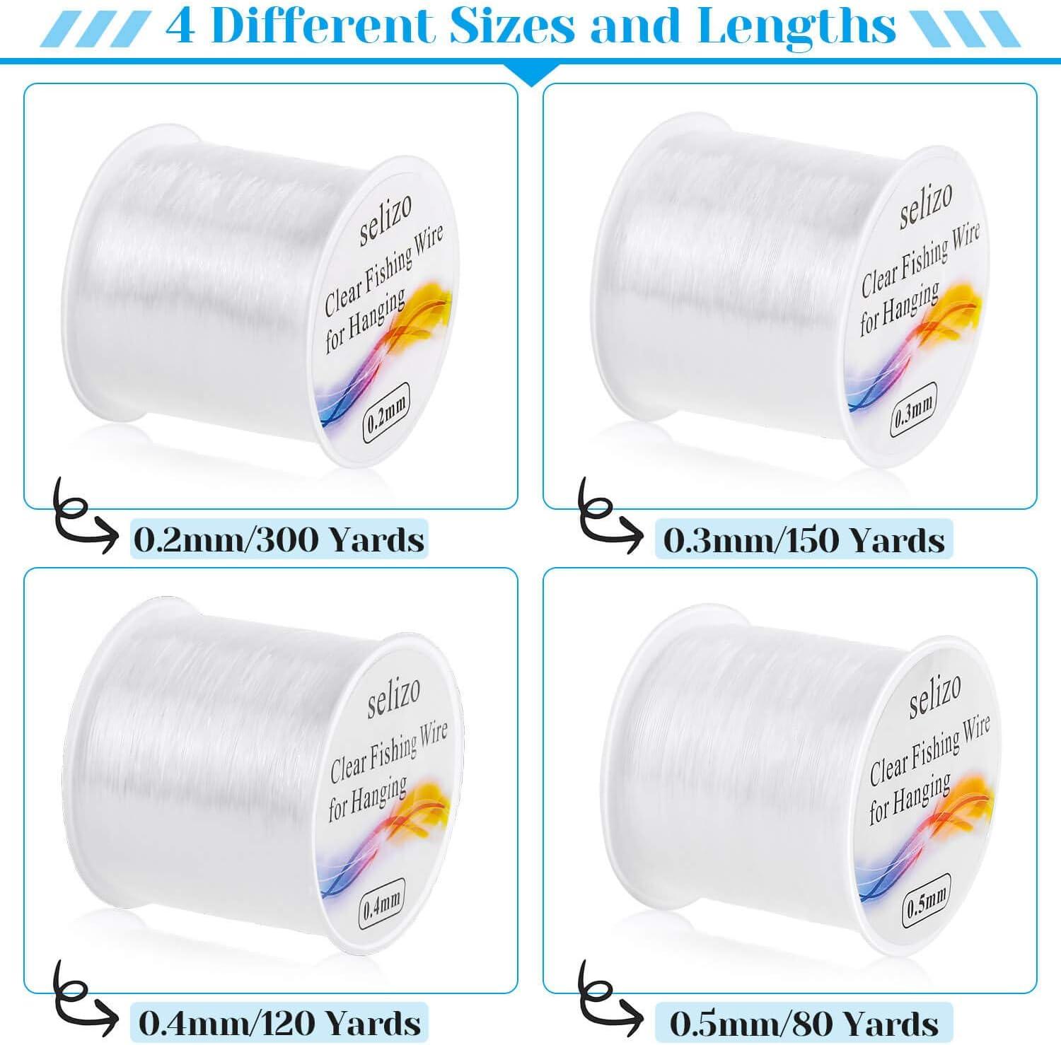 Clear Fishing Wire,755FT Monofilament Fishing Line,Clear String for  Hanging,Strong Clear Wire Invisible Nylon Thread for Hanging  Balloon,Garland,Picture,Crafts,Decorations,Suitable for Beading Sewing