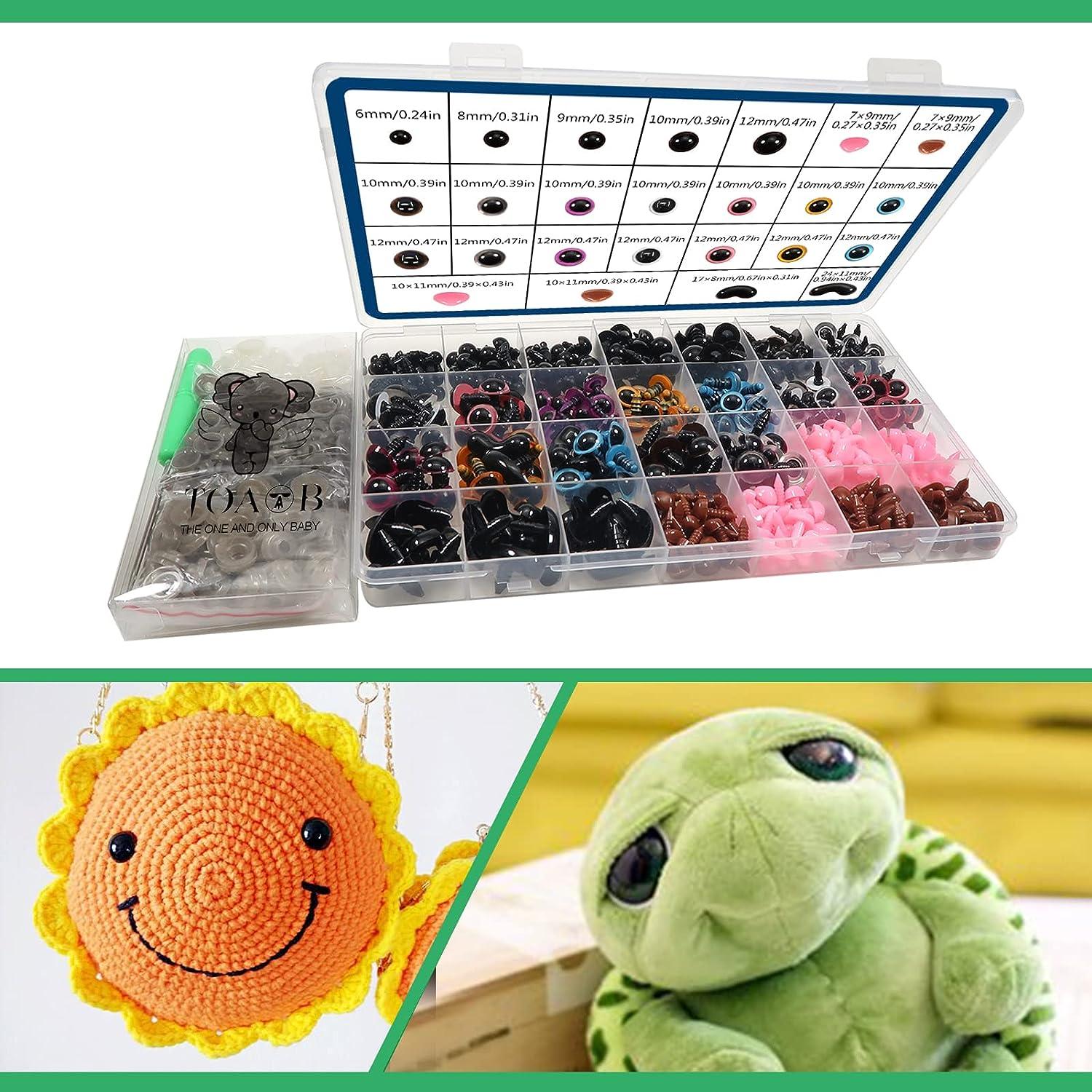 TOAOB 780pcs Black Plastic Safety Eyes with Washers 6mm to 12mm Colorful Craft  Safety Eyes and Noses Set for Stuffed Animals Amigurumis Crochet Bears Doll  Making
