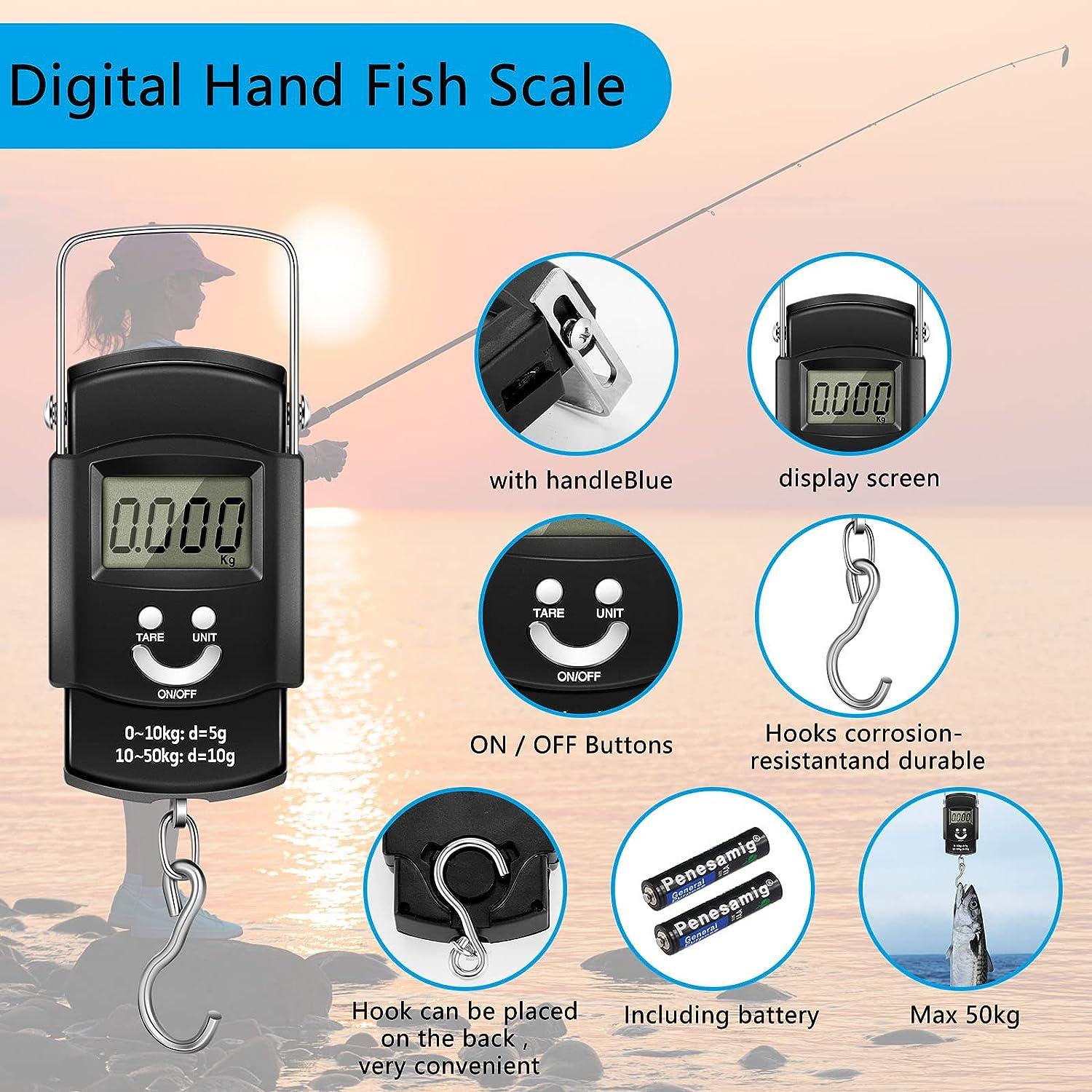 Fishing Tool Kit with Lures, Hooks, Lip Gripper, Digital Scale