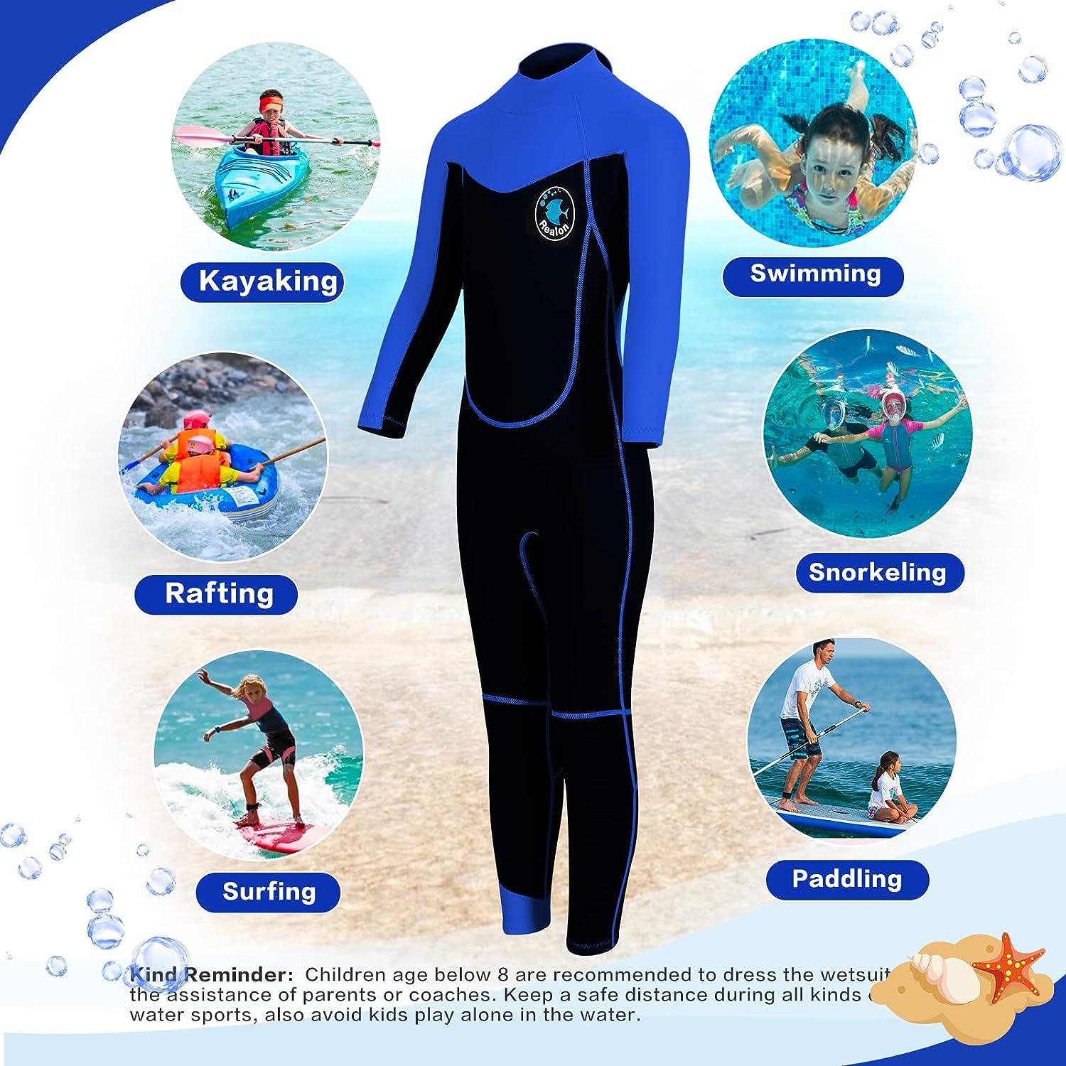 LayaTone Kids Wetsuit 3/2mm Full Body Neoprene - For Swimming, Surfing & Water Sports