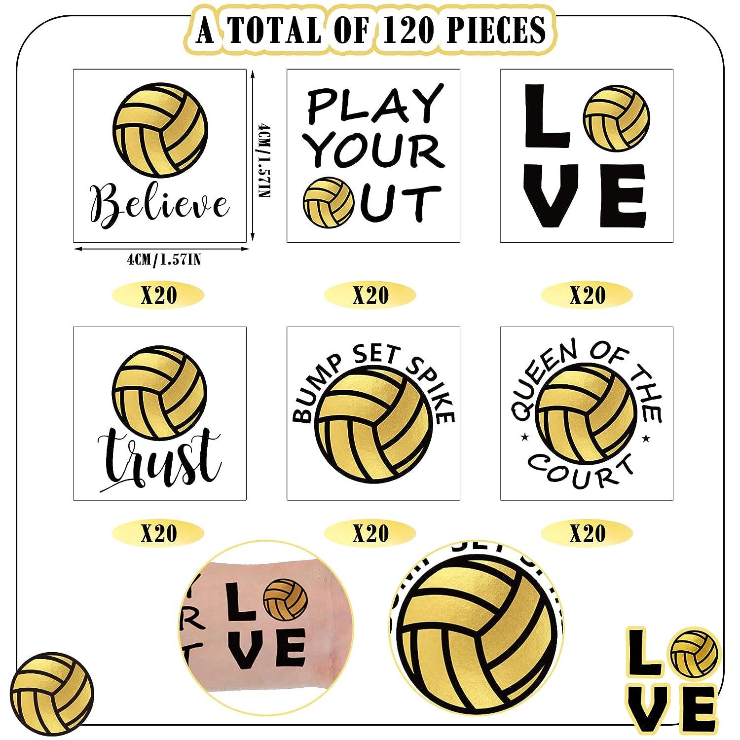 Amazon.com : WILLBOND 120 Pcs Volleyball Temporary Tattoos for Team  Volleyball Team Gift Sports Face Tattoos Waterproof Body Stickers Gold  Tattoo for Fans Team Party Favor Supplies, 6 Styles : Beauty & Personal Care