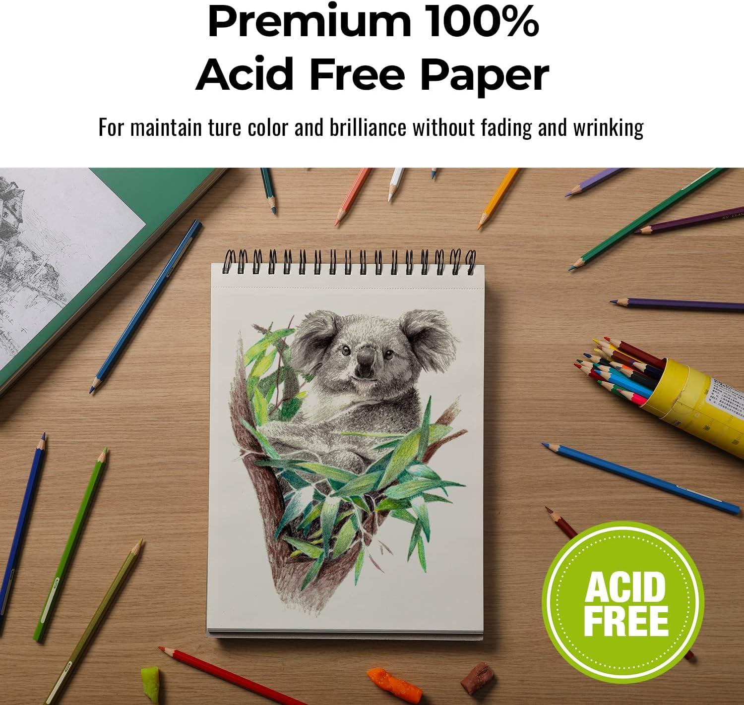 SKETCHERIA 9X12 Heavy-Weight Sketch Book (68lb/100g), 100 Sheets Acid Free  Sketch Pad, Top Spiral Bound Drawing Paper for Artist, Kids, Drawing Pad  for Marker, Colored Pencil, Charcoal, Pastels 9x12-1Pack