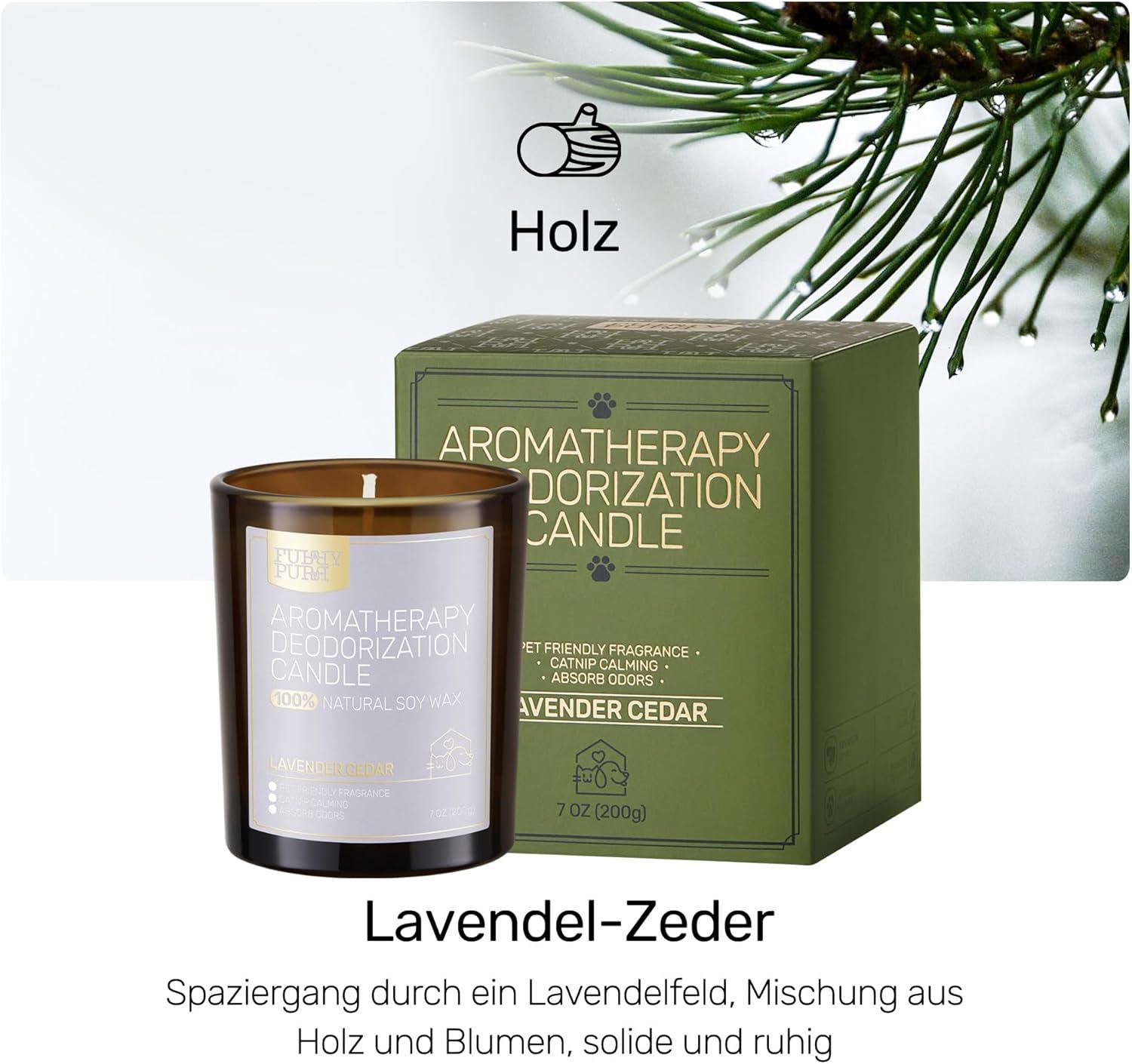 Furry Purr Pet Smell Eliminator Candle Natural Soy Wax with Cat