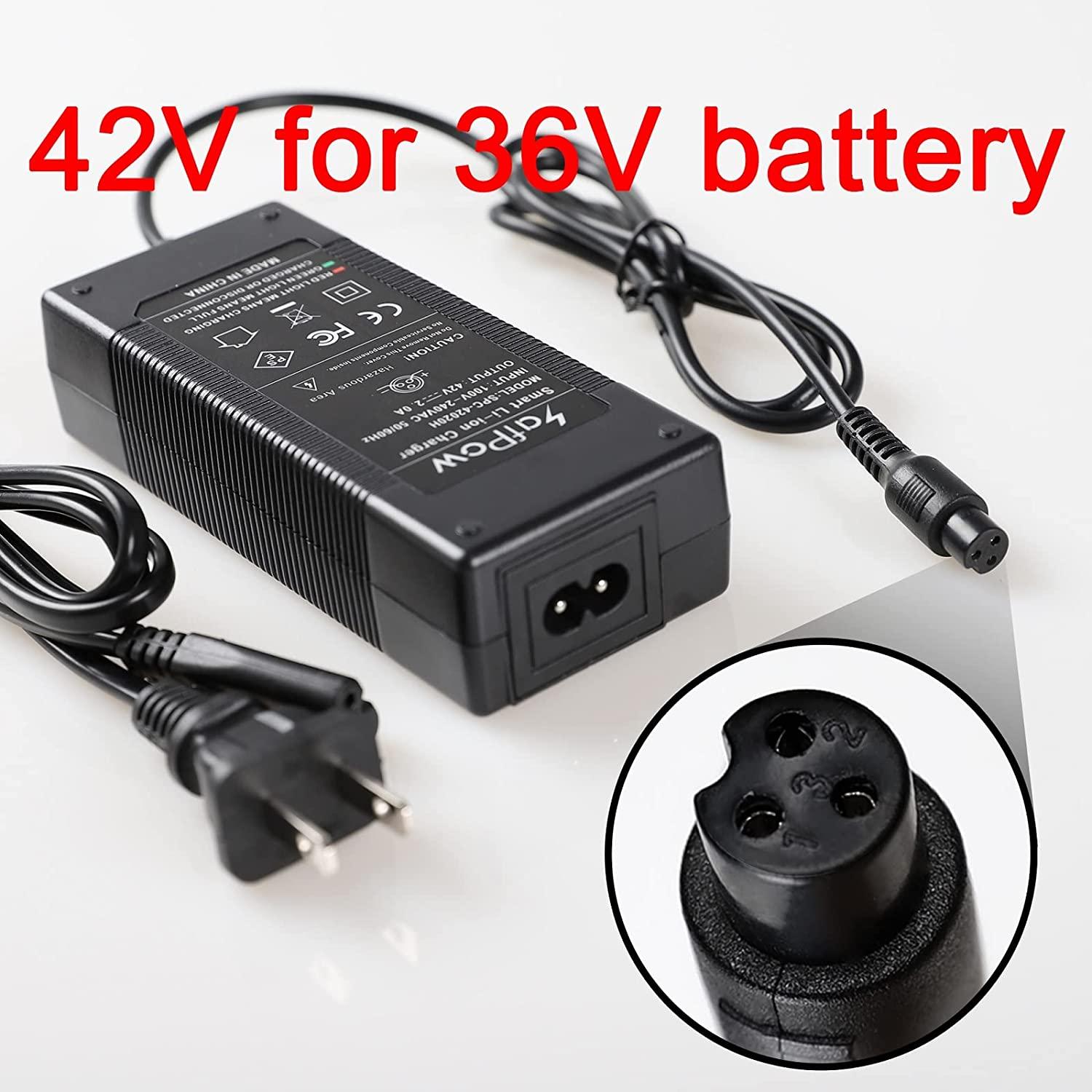 SafPow 42V 2A Battery Charger 3 Prong Universal Replacer for 36V