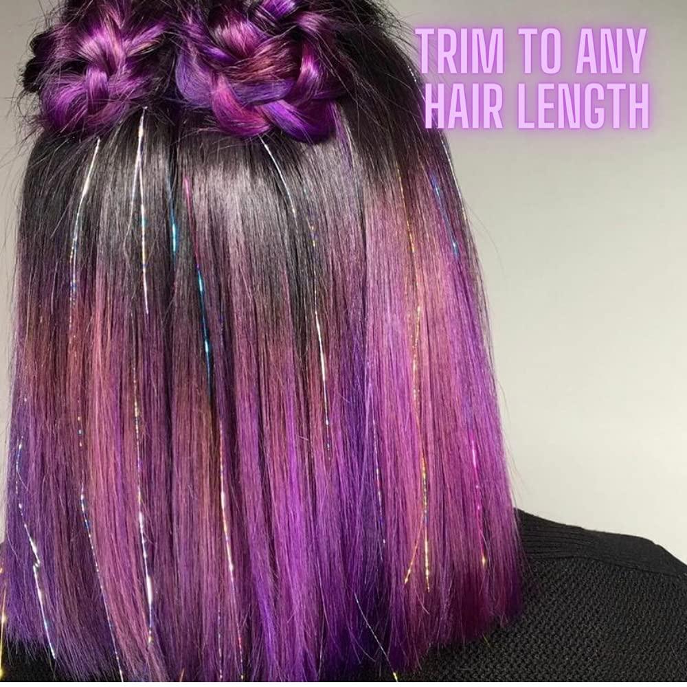 Hair Tinsel Strands, Rainbow Glitter Feather Extensions, Silk Tensil