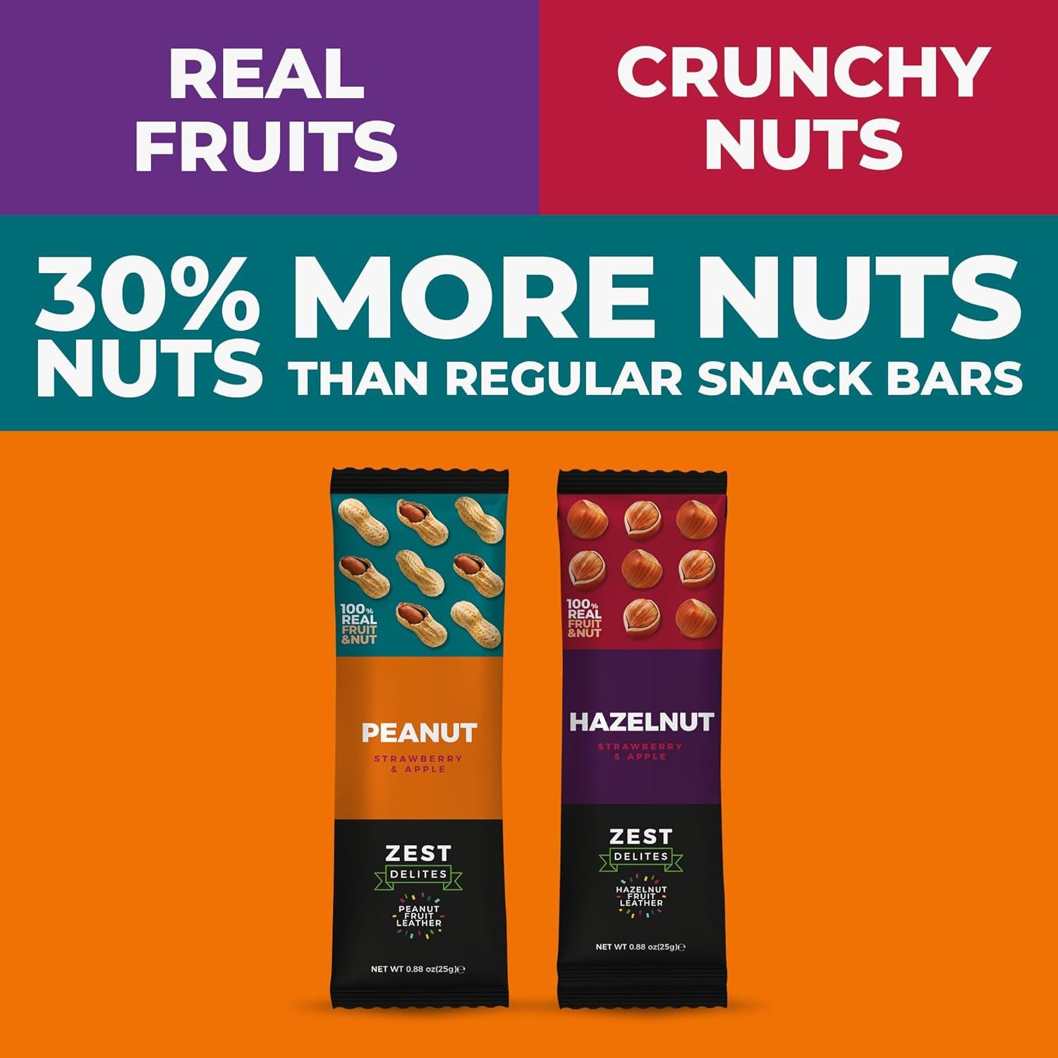 Zest Delites Dried Fruit Leather Snack Bars with Hazelnut Fruit Roll