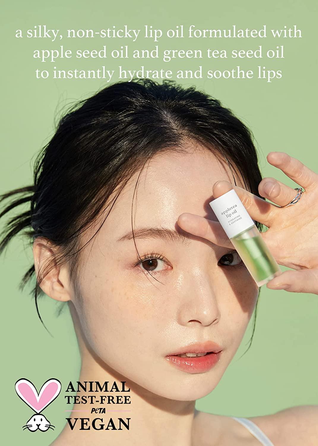 Nooni Korean Lip Oil Appletea Moisturizing Lip Treatment with Green