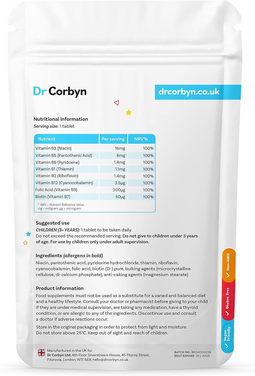 Dr Corbyn Kids' Vitamin B Complex 360 Tablets All 8 B Vitamins