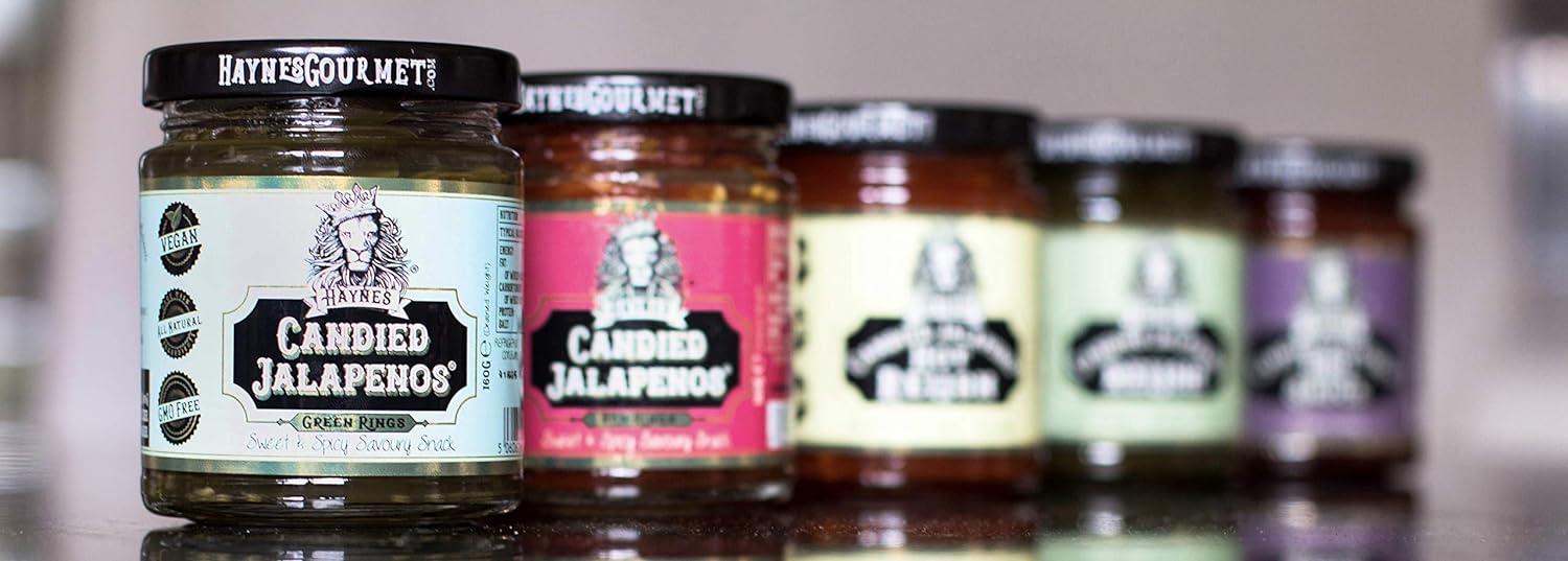 Haynes Gourmet Candied Jalapenos Sweet and Spicy Jalapenos Cowboy Candy Green Jalapenos