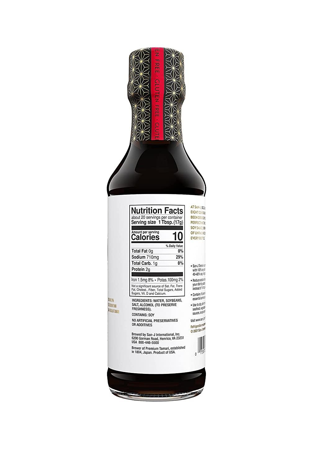 SanJ Gluten Free Tamari Soy Sauce, Reduced Sodium Vegan, Kosher, Non