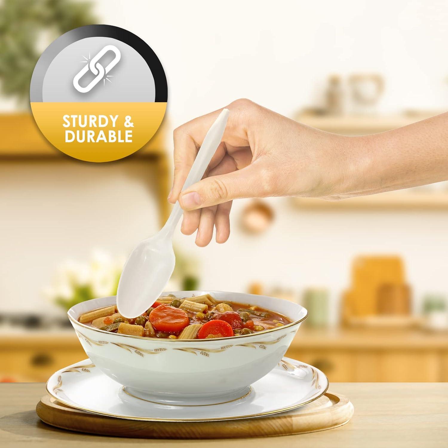 PAMI Medium Weight Disposable Plastic Teaspoons 1000Pack Bulk White