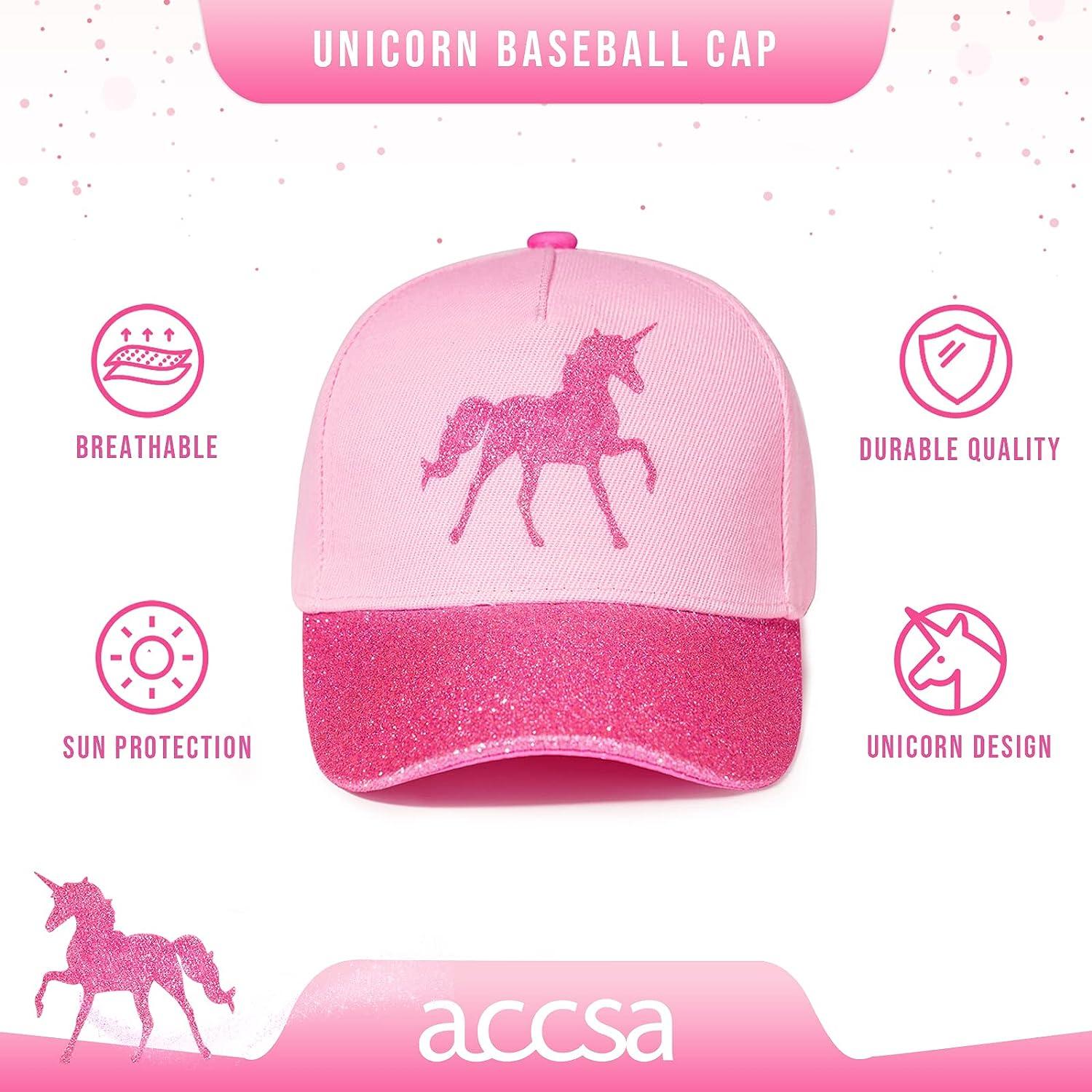 accsa Girls Baseball Hat Unicorn Hats for Girls Summer Kids Trucker Hat