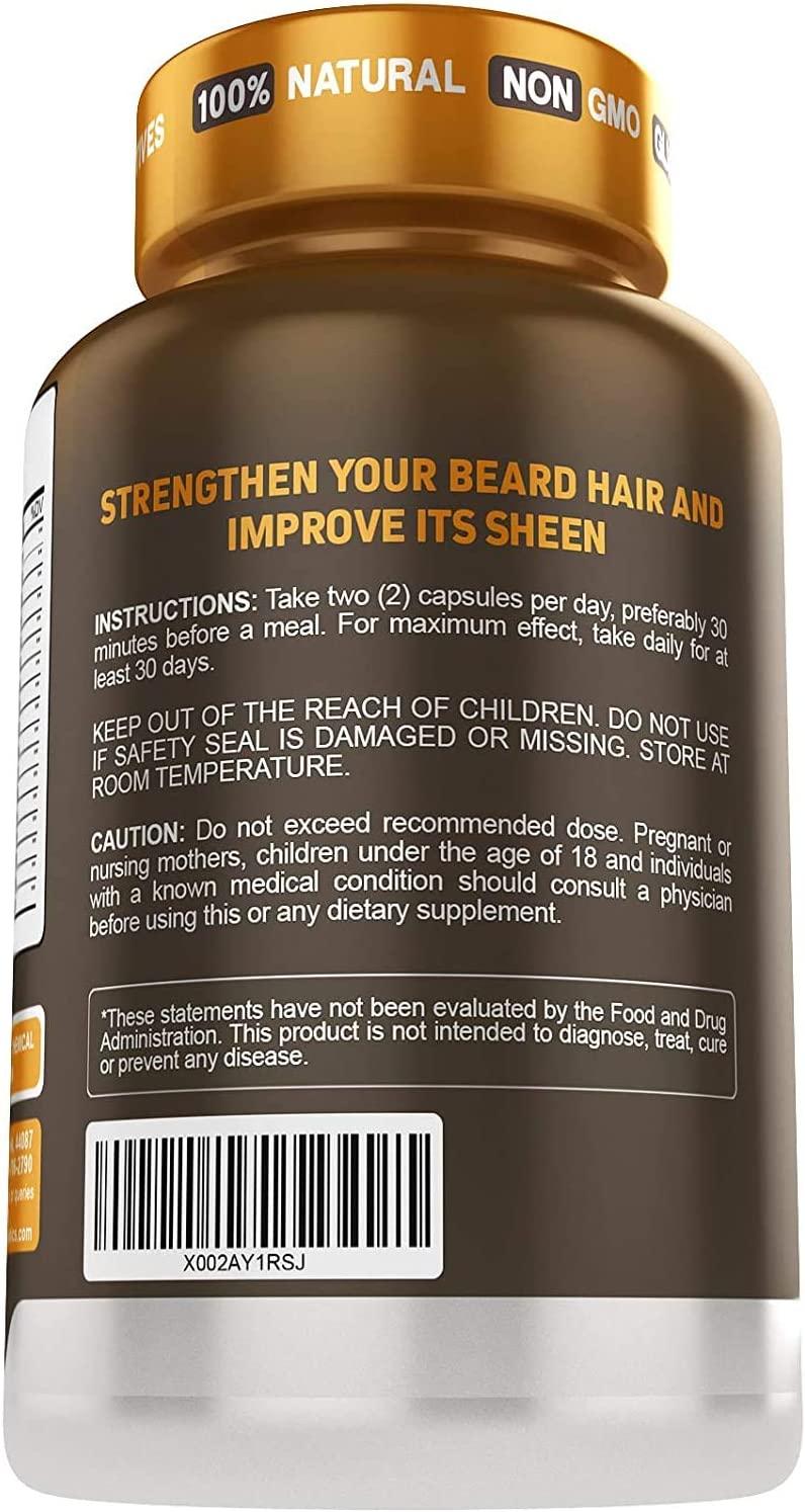 Beard Growth Vitamins for Men Biotin & Zinc Supplement for Thicker
