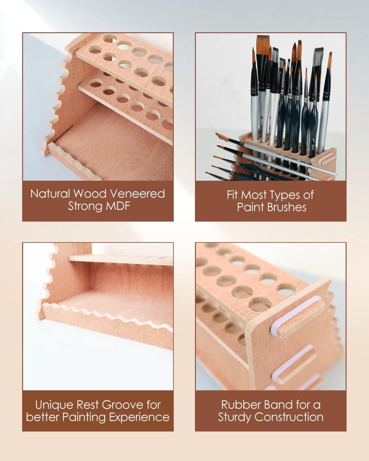  tinctor Wooden Paint Brush Holder for 44 Brushes