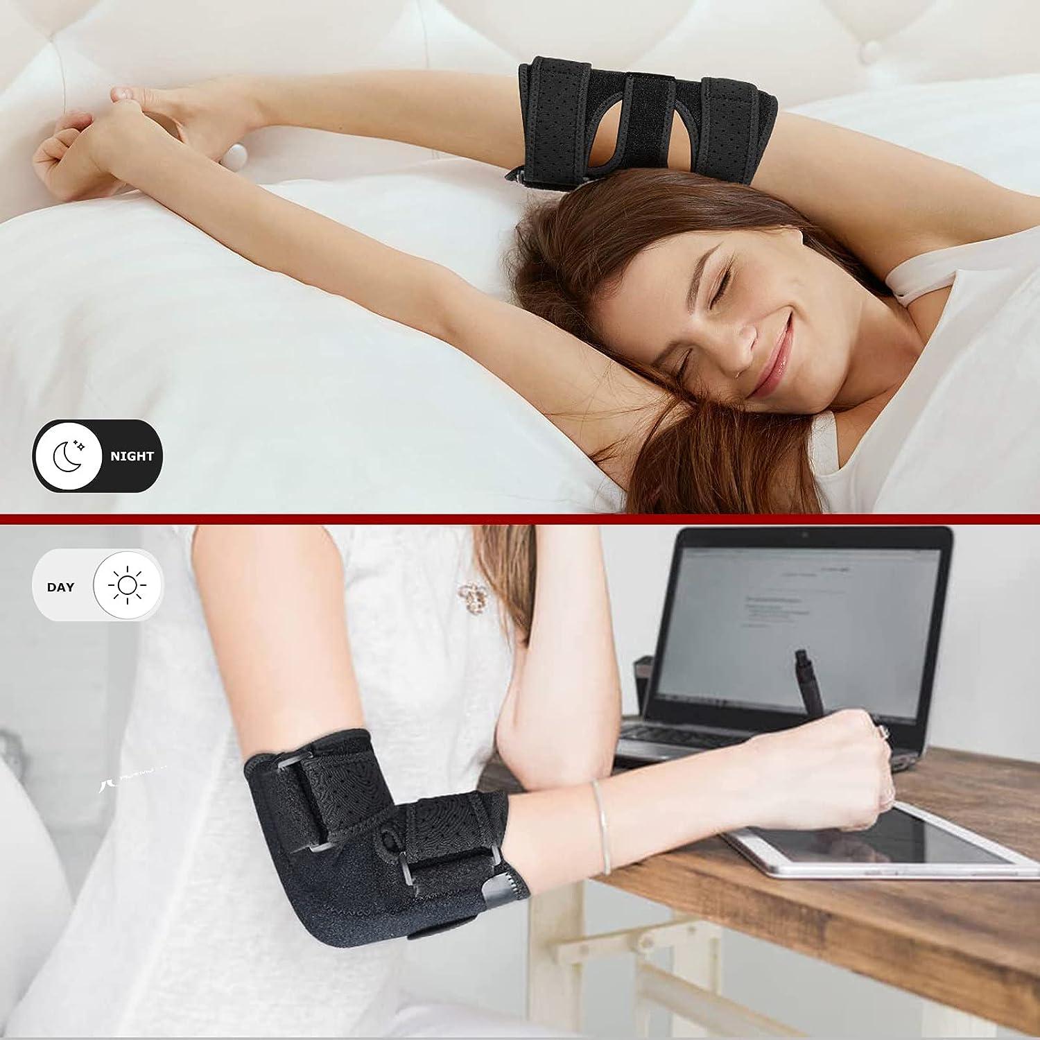 Elbow Brace Comfortable Night Elbow Sleep Support Compression Sleeve  Immobilizer for Ulnar Nerve Entrapment 2 Removable Metal Splints for Cubital  Tunnel Syndrome Tendonitis Tennis Golf Fits Relief for Men and Wome