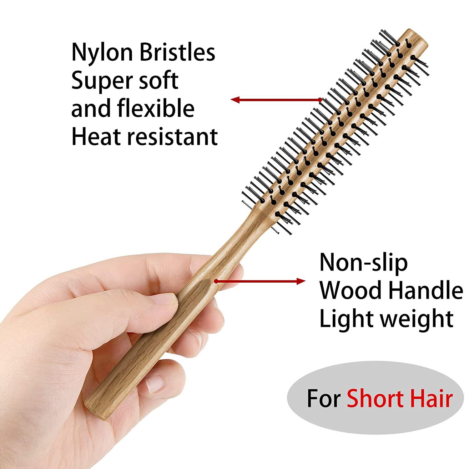 2 Pieces Thick Round Hair Comb Bristle Round Hair Brush Blow Drying Hairbrush Small Brush Short