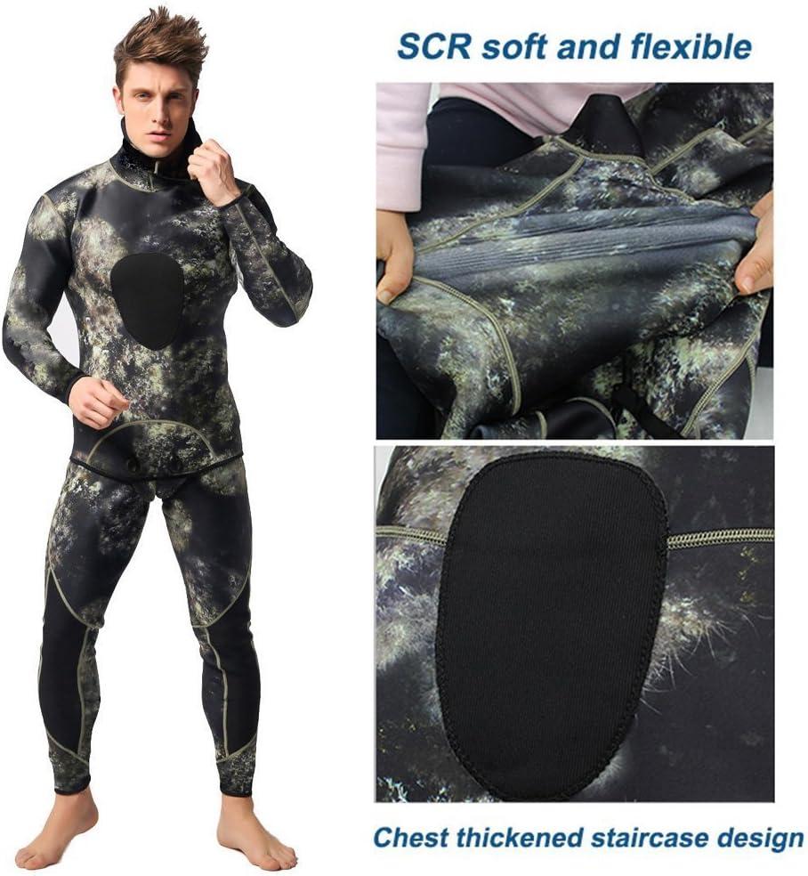 Nataly Osmann Camo Spearfishing Wetsuits Men 3mm /1.5mm Neoprene 2-Pieces  Hooded Super Stretch Diving Suit Camo-3mm Large
