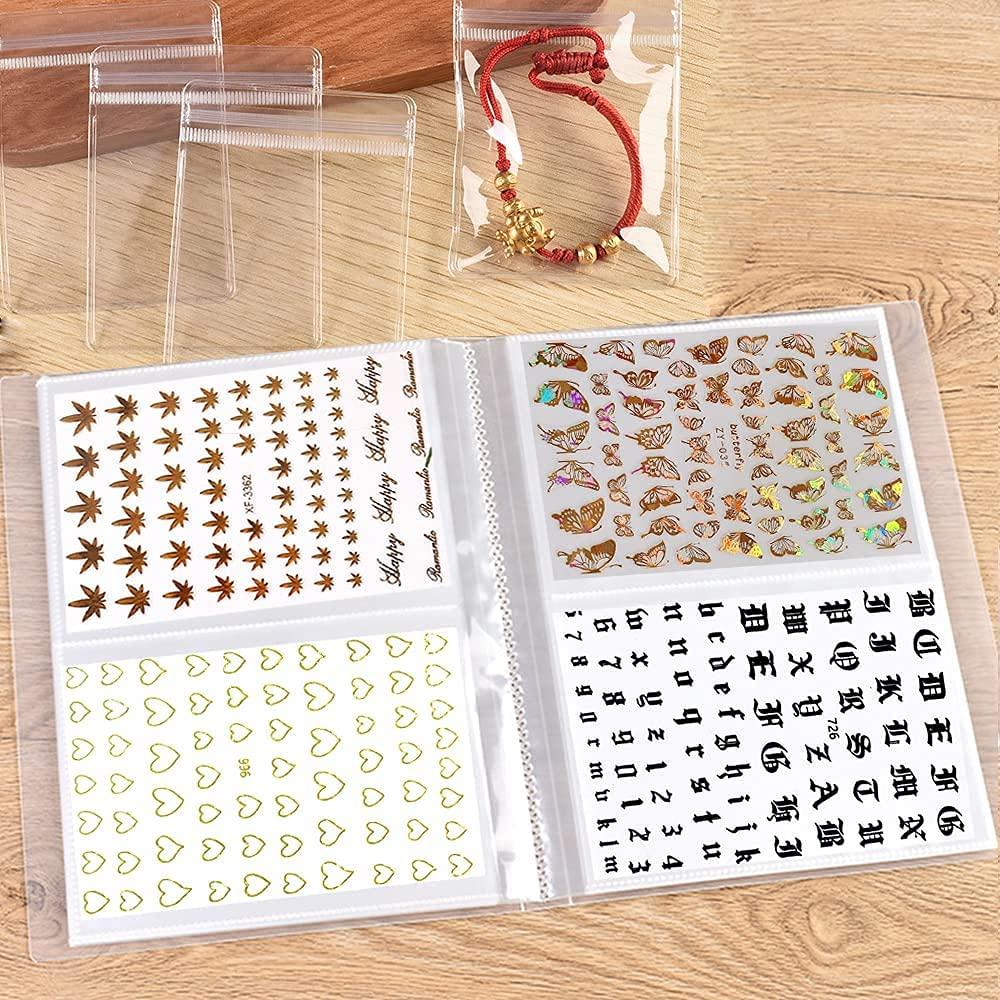 Art Nail Sticker Binder Book Plastic Nail Decals Organizer Holds Up to 80  Pcs 