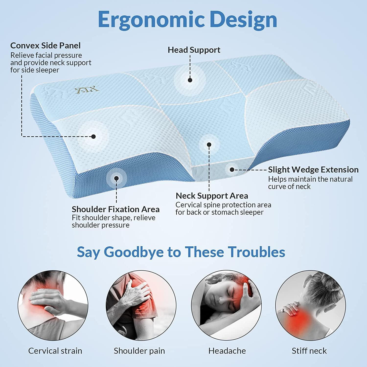 XTX Memory Foam Cervical Pillow for Neck and Shoulder Pain Relief