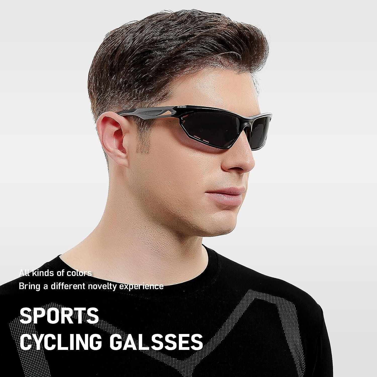 BIRCEN Polarized Sport Sunglasses for Men - Women UV Protection Shades for  Motorcycle Golf Baseball Cycling Fishing Driving F-grey Frame Black Lens