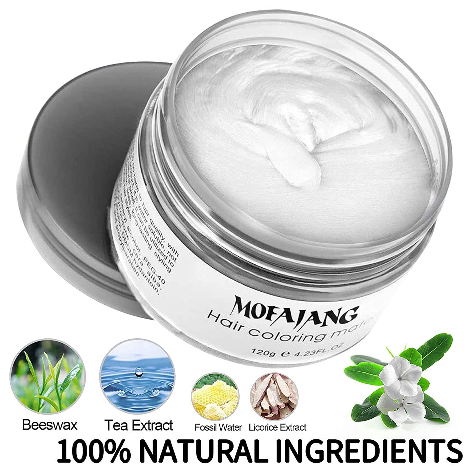 Temporary White Hair Color Wax EFLY Instant Hairstyle Cream  oz Hair  Pomades Hairstyle Wax for Men and Women (white)
