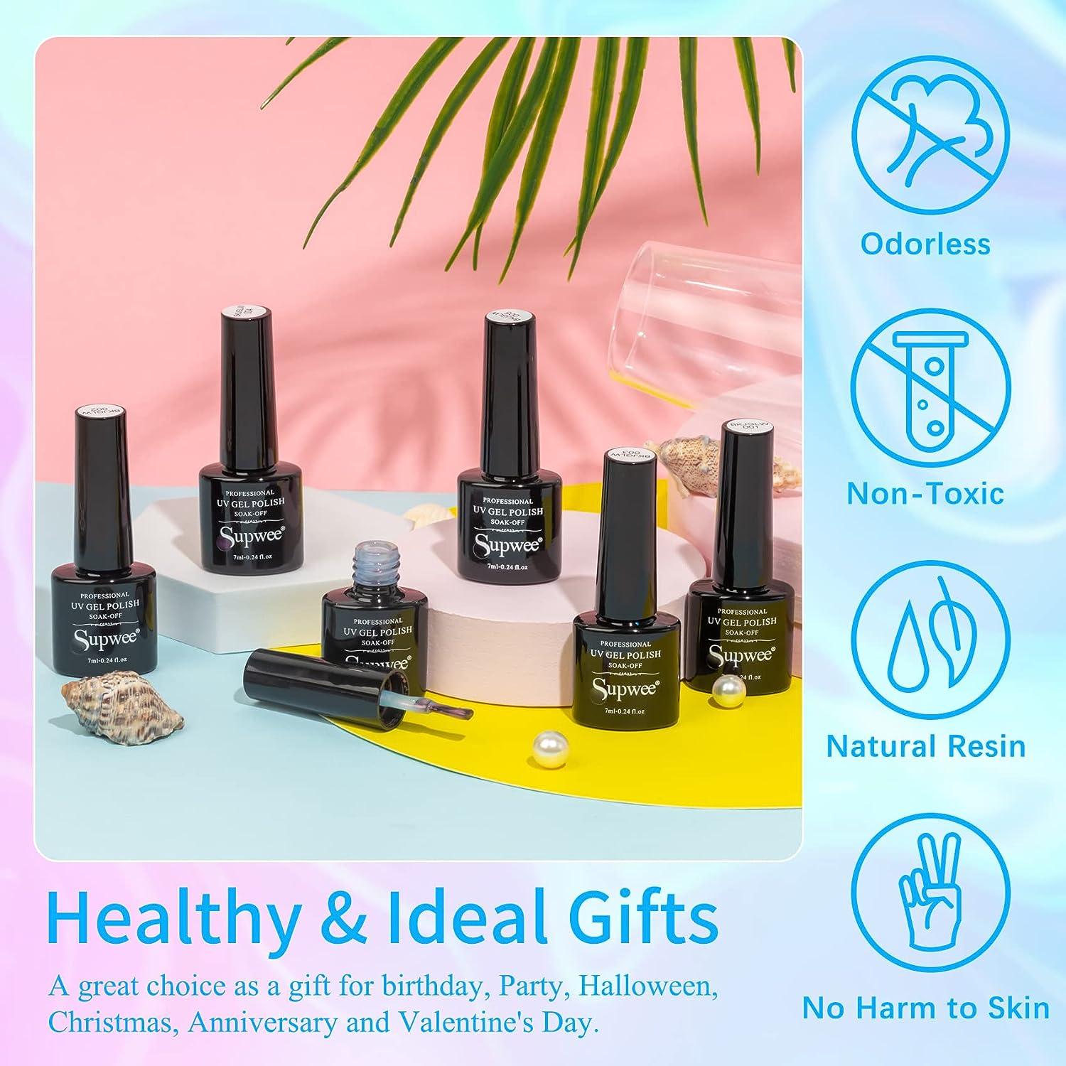 Pearl Gel Nail Polish Set - Shimmer Mermaid White Pink