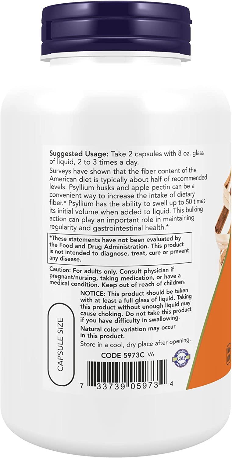 NOW Supplements, Psyllium Husk Caps 700 mg with 50 mg of Apple Pectin