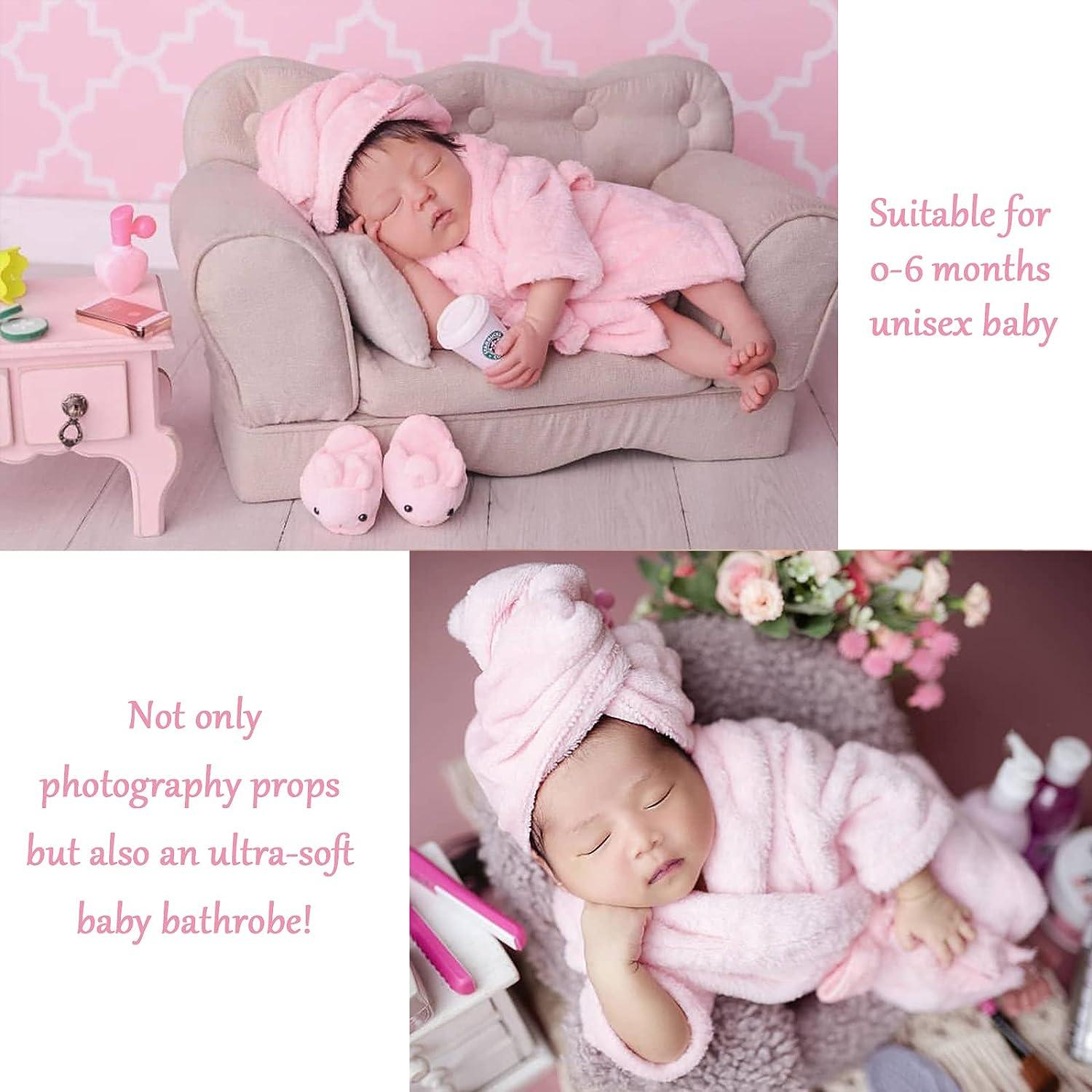 M&G House Newborn Photography Props Bathrobe Outfits Baby Photoshoot Props  Robe Girl Baby Photo Prop Outfit Robe Bath Towel Costume Sets 0-6  Months(Pink) 01 Pink(0-6 Months)
