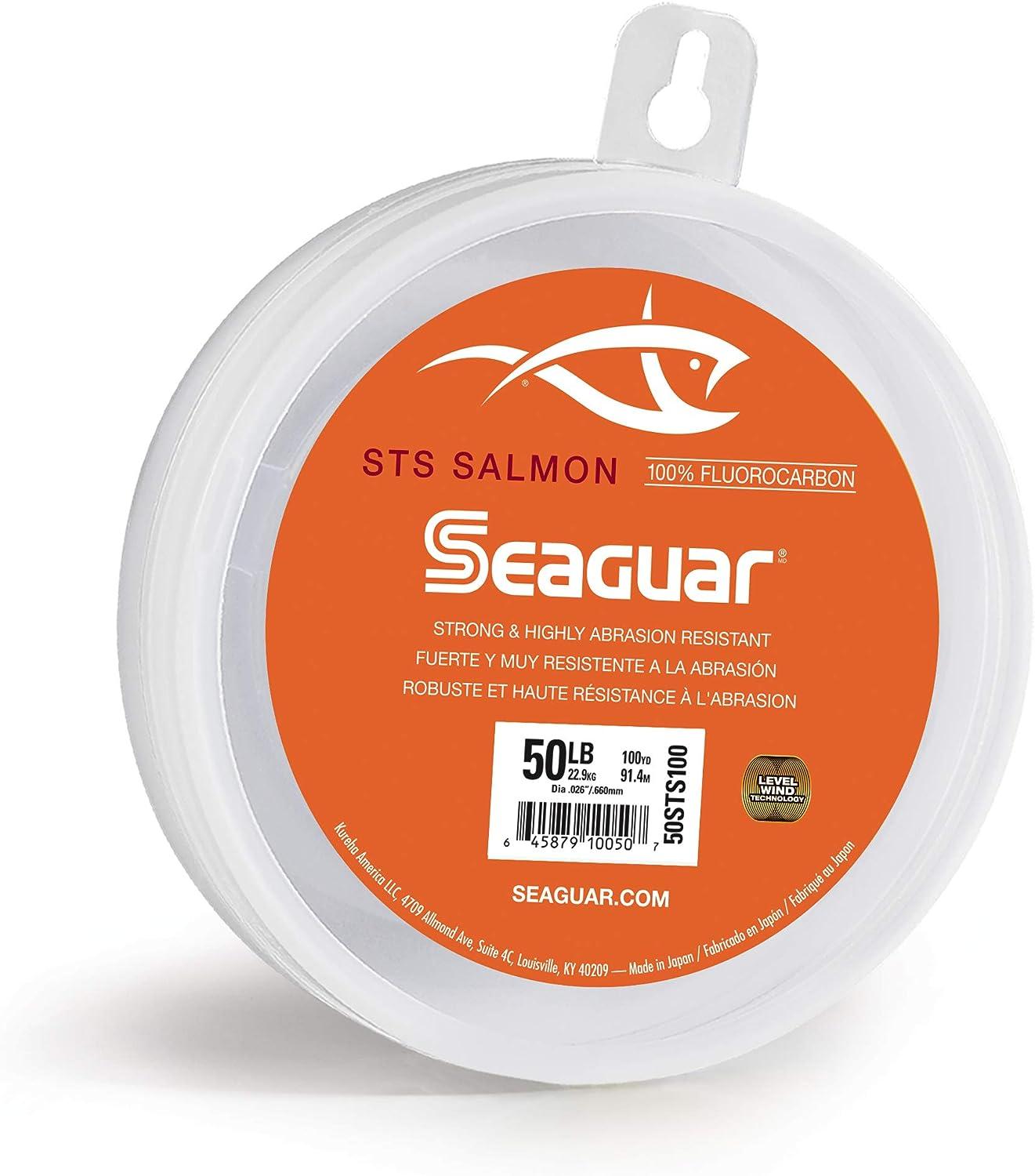 Seaguar STS Salmon Fishing Line, Strong and Abrasion Resistant, Premium  100% Fluorocarbon Performance Fishing Leader, Virtually Invisible 40 lb  100yd Clear