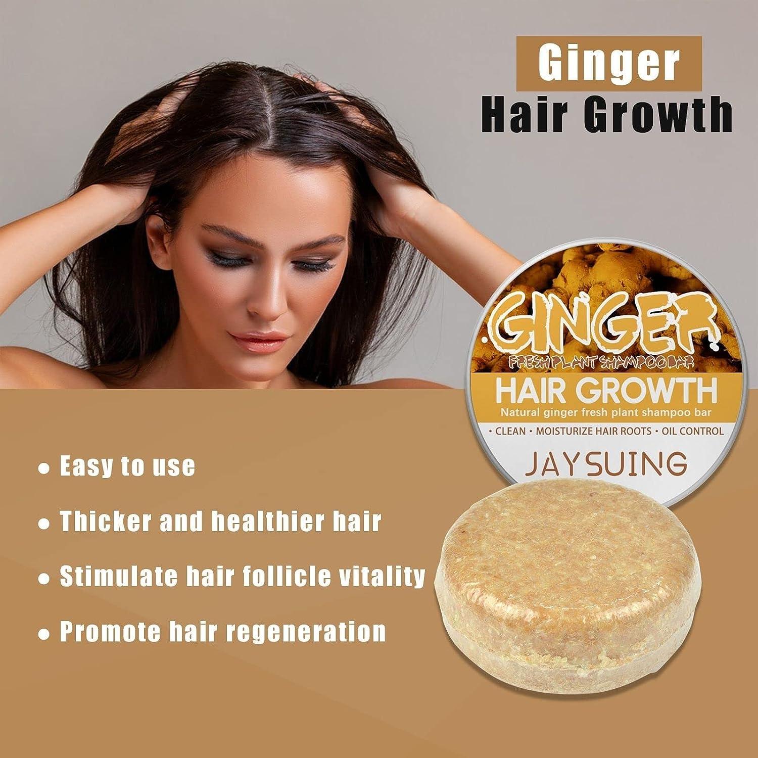 2PCS Ginger Hair Regrowth Shampoo Bar, Ginger Shampoo Bar Hair For