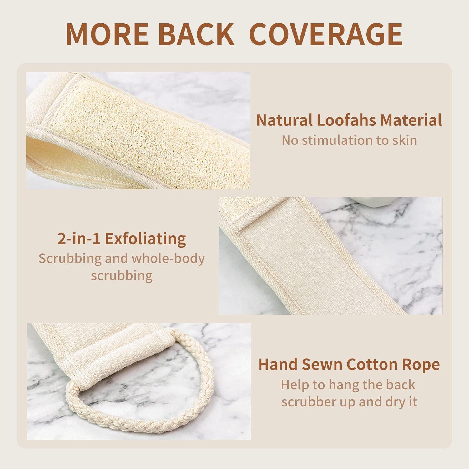 MctionLife Natural Loofah Exfoliating Body Back Scrubber Sponge Pack for Bath Shower for Men