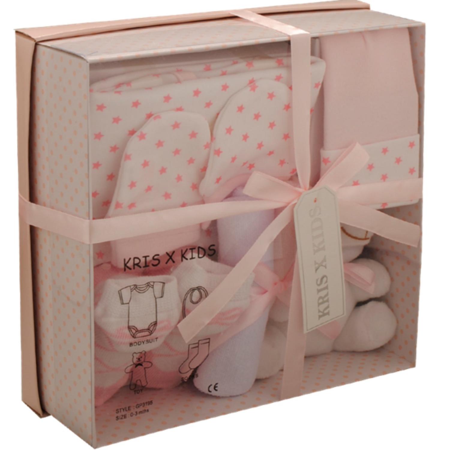 Newborn 3-Piece Knit Gift Set in Baby Pink main image 0