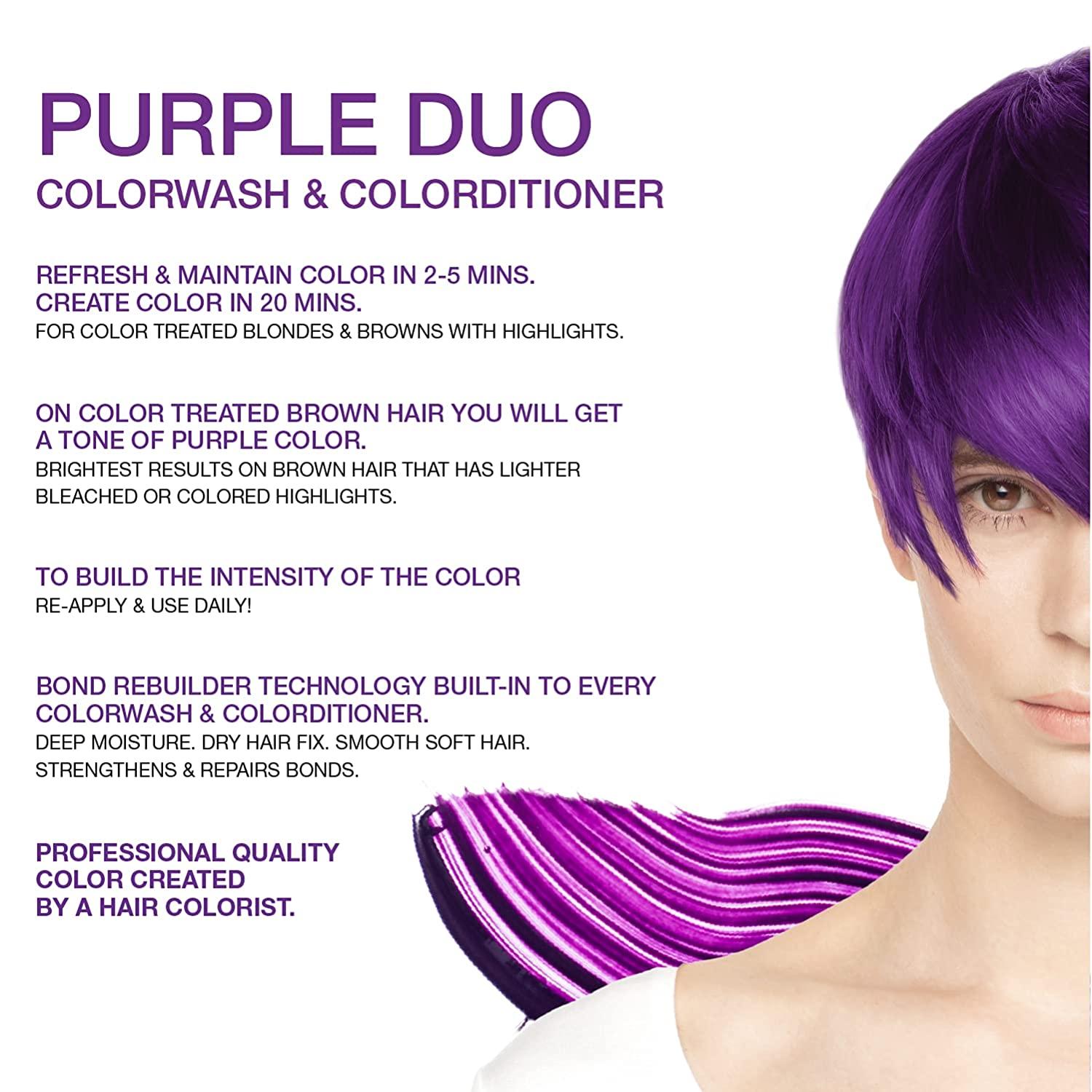 Celeb Luxury Viral Duo Color Depositing Colorwash Shampoo & Conditioner Set  + Bondfix Bond Rebuilder, Semi Permanent Hair Color, Vegan Hair Dye, Purple