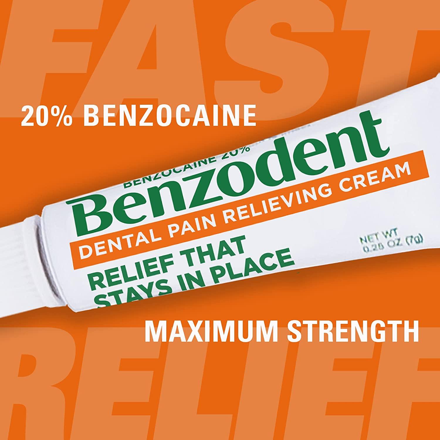 Benzodent Dental Pain Relieving Cream Topical Anesthetic, 1 Ounce Tube