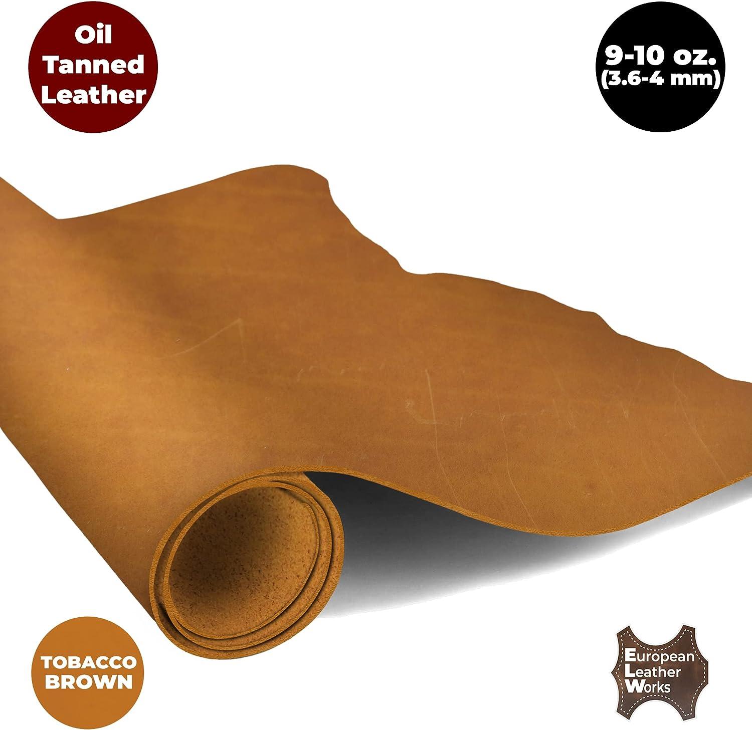 European Leather Work 9-10 oz. (3.6-4mm) Oil-Tanned Leather Scraps Bourbon  Brown - Helia Beer Co