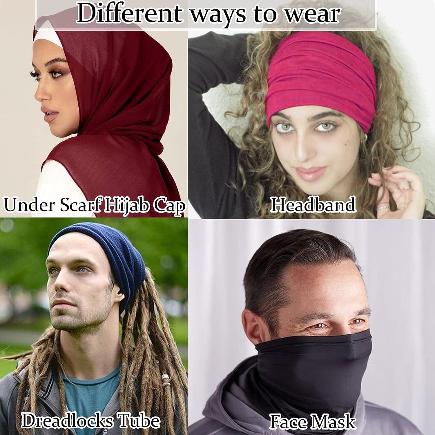 JenPen 18 Pcs Hijab Undercap Scarf Hijab Cap Unisex Dreadlock Cap Turbans Women Stretch Under Caps Solid Color Hijab Cap