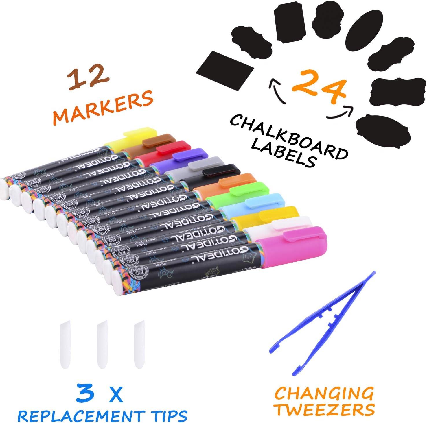 GOTIDEAL Liquid Chalk Markers, Fine Tip 8 8 Count (Pack of 1), 3mm-8 Colors