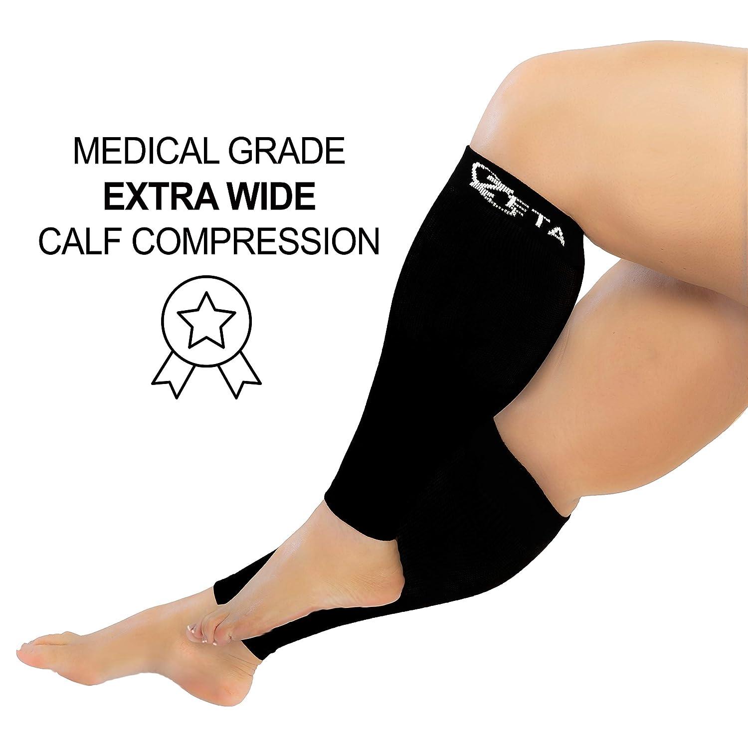 XXXL Black Calf Compression Sleeve (Pair)