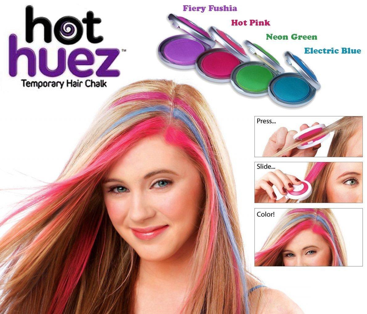 Hot Huez Temporary Hair Chalk Set 4 Vibrant Colors