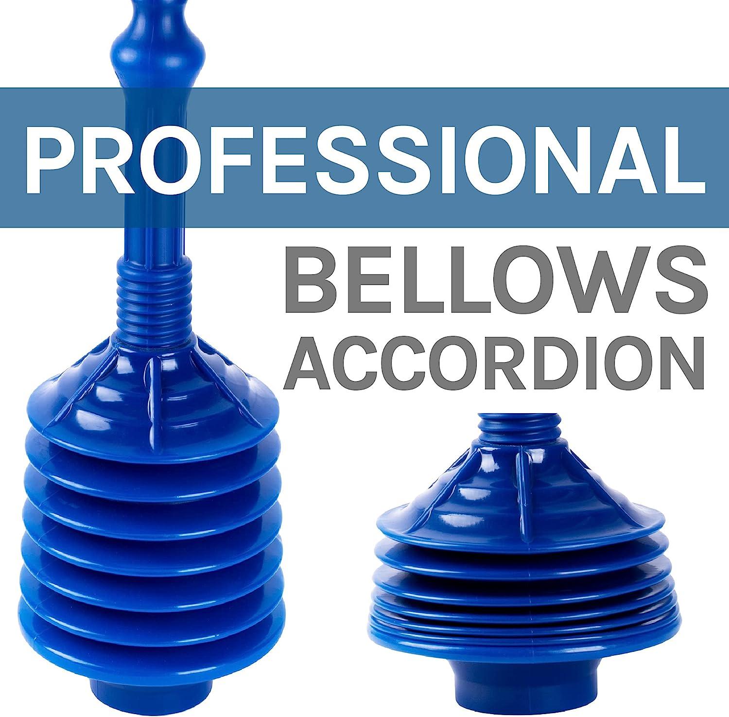 JS Jackson Supplies Blue Bellows Accordion Toilet Plunger with Black
