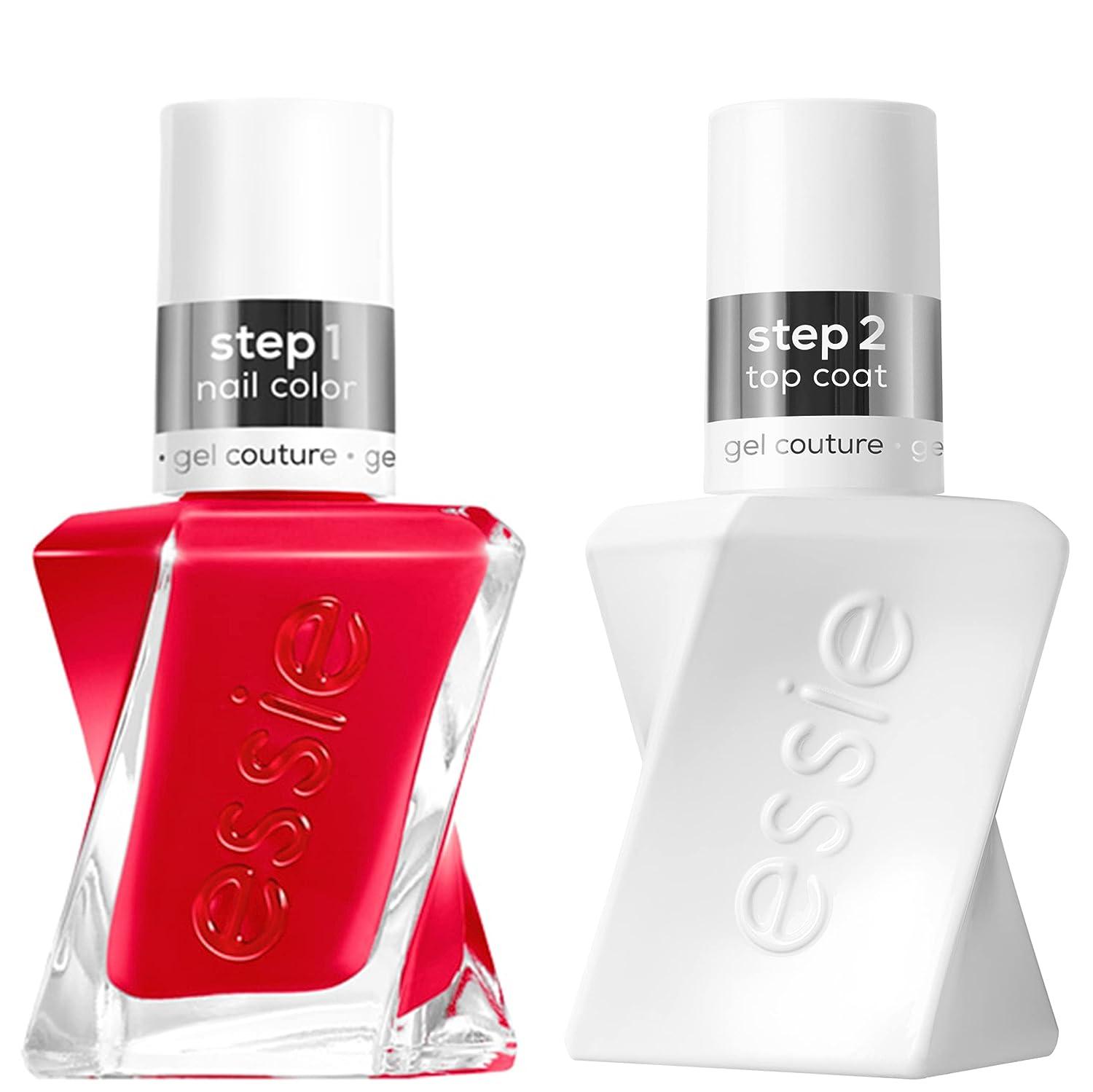 Essie Gel Couture Longwear Nail Polish + Top Coat Kit Scarlet Red Nail  Polish Rock The Runway + Top Coat Gifts For Women And Men 0.46Oz Each