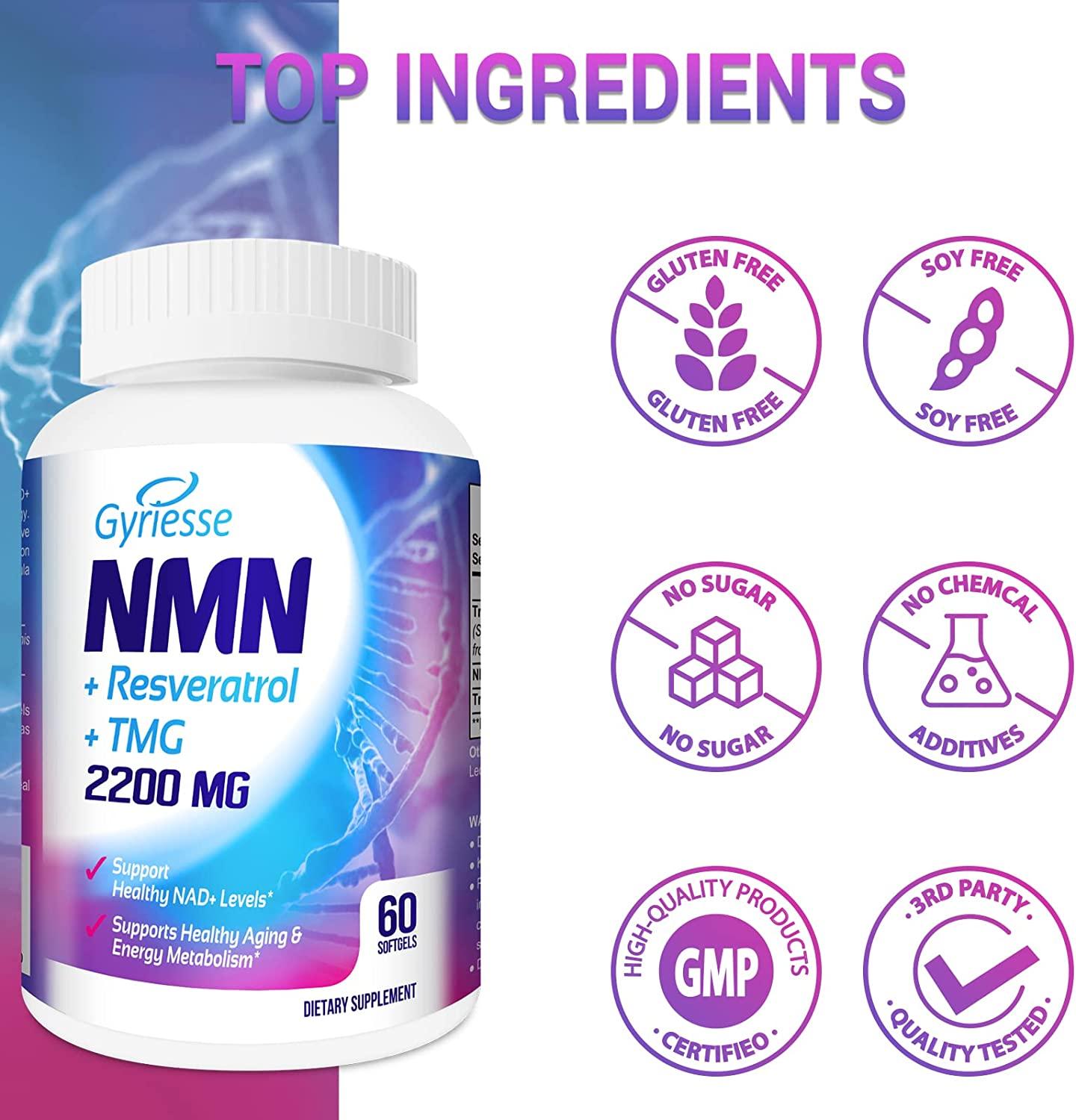 Liposomal 2200mg High Dose Softgel with NMN 500mg, TransResveratrol