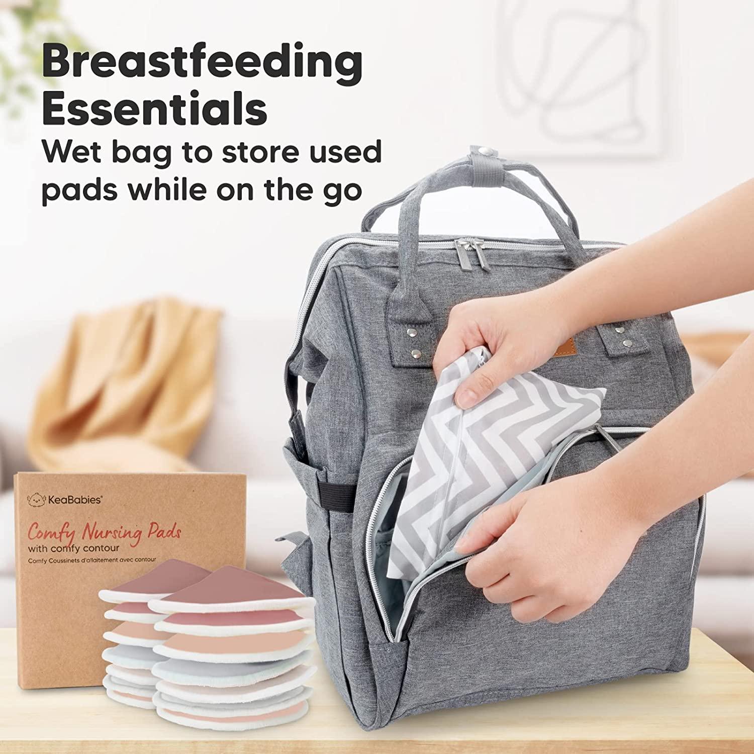 KeaBabies Organic Bamboo Nursing Breast Pads - 14 Washable Pads + Wash Bag  - Breastfeeding Nipple Pad for Maternity - Reusable Nipplecovers for Breast  Feeding 