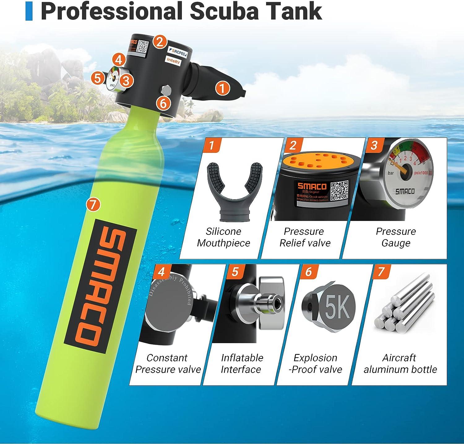 Mini refillable scuba tank - mini underwater breathing device