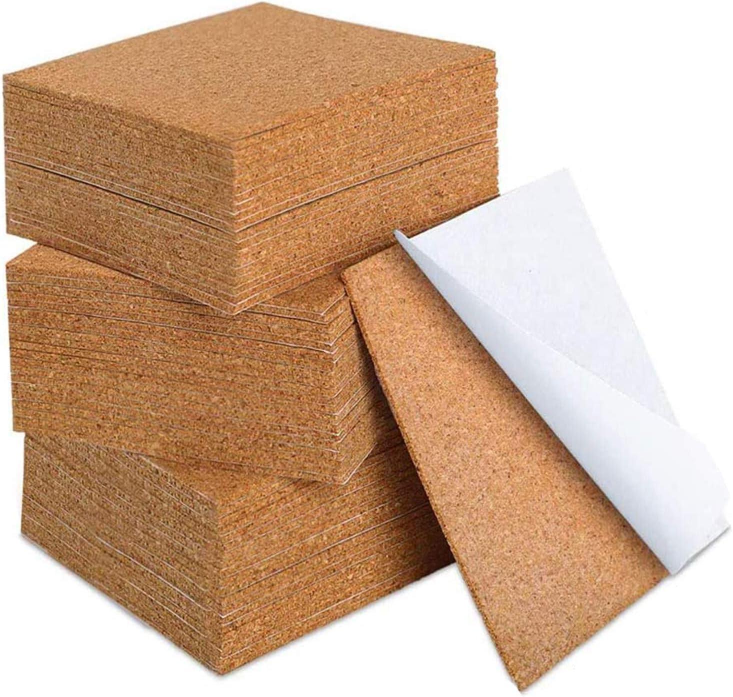 4 x 4 Inch Self Adhesive Cork Squares 100 MM Backing Cork Tiles Sheets for  Coasters and DIY Crafts, 40 Pcs.