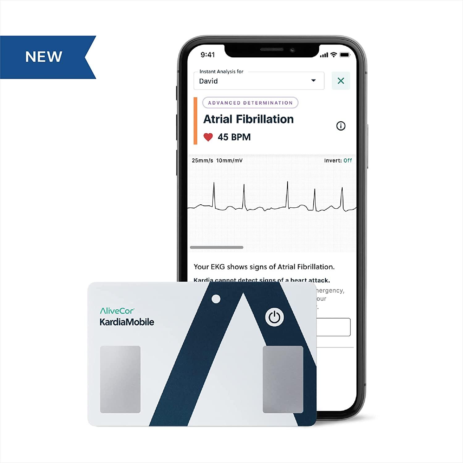 KardiaMobile Card Personal EKG Monitor Fits in Your Wallet Detects AFib and  Irregular Arrhythmias Instant Results in 30 Seconds Simple and Easy to Use  Works with Most Smartphones