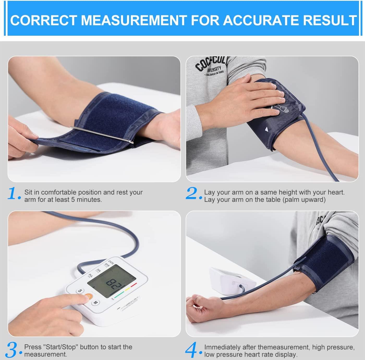 SDOM Blood Pressure Monitor Upper Arm with Adjustable BP Cuff-LCD Screen  and 2x99 Memory, Blood Pressure Kit for Home Use, Storage Bag Included