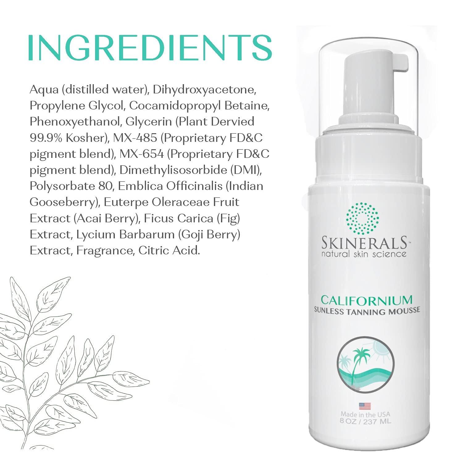Skinerals Self Tanner Sunless Bronzer Californium Natural & Organic Ingredients for Safe